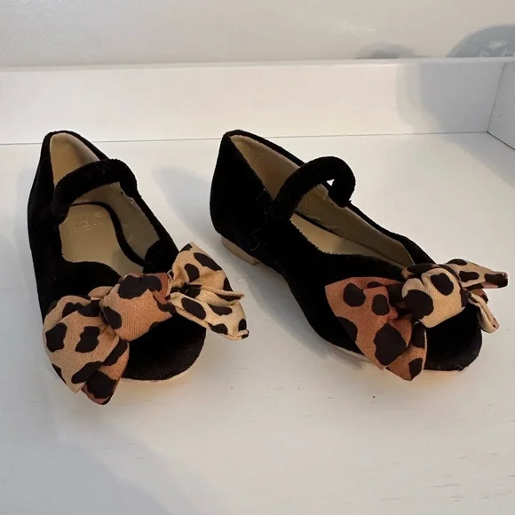 Janie and Jack Suede Ballet Flats with Leopard Bow - Toddler - Picture 3 of 9
